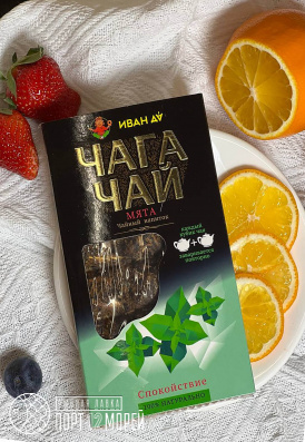 Чайный напиток Чага чай с мятой, плитка, 96 г.