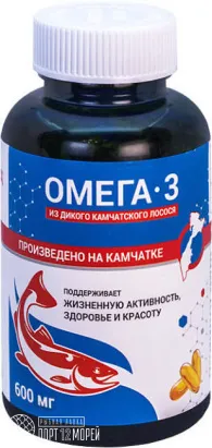 БАД «Омега-3 из дикого камчатского лосося», капсулы по 600 мг. 240 шт